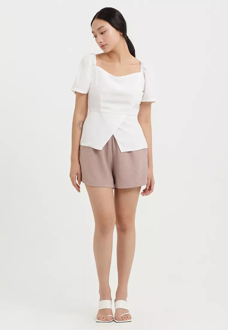Calla Peplum Blouse in White