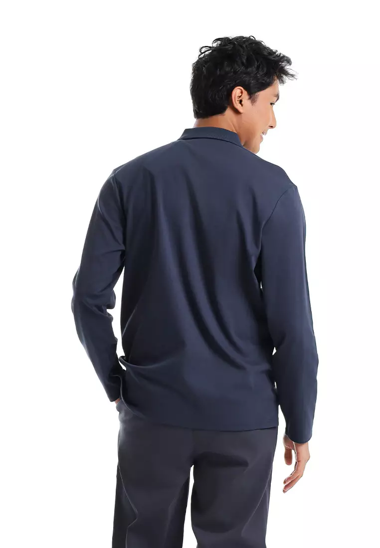 Forest Premium Weight Cotton Interlock Long Sleeve T Shirt  - 24063-33Navy