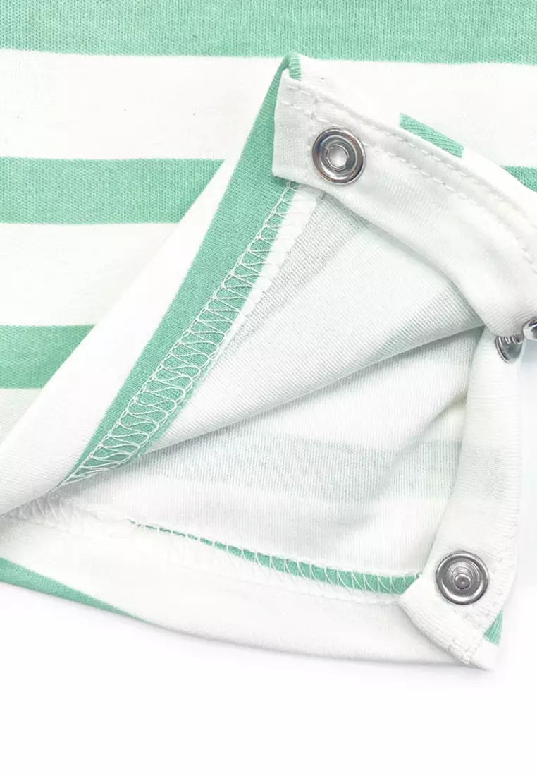 Buy Toffyhouse Toffyhouse green striped dungaree with tshirt set