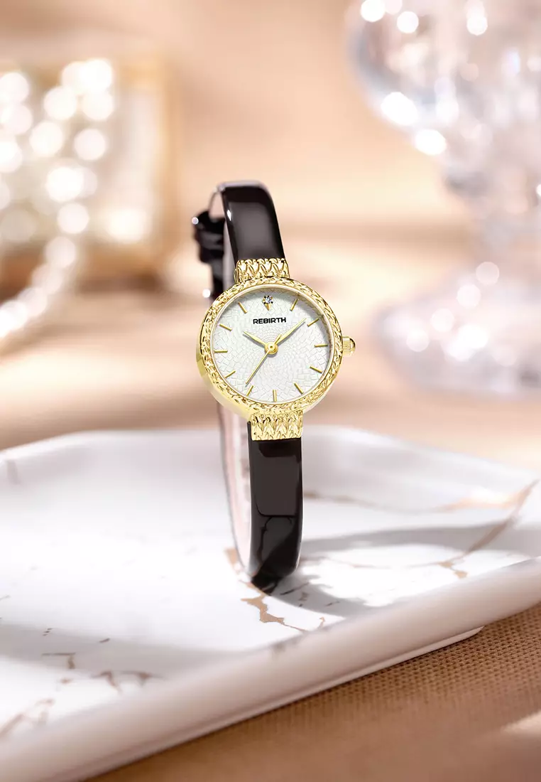 Jam Tangan Wanita Korea Original Anti Air Kuarsa Tali Kulit Jam Wanita Kecil Jam Tangan Cewek gold white