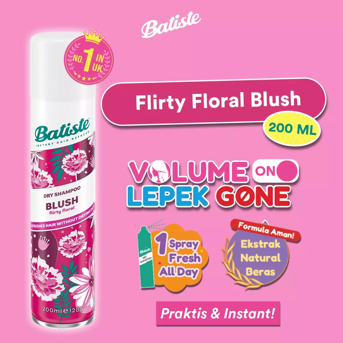 Batiste Floral & Flirty Blush Dry Shampoo 200ml