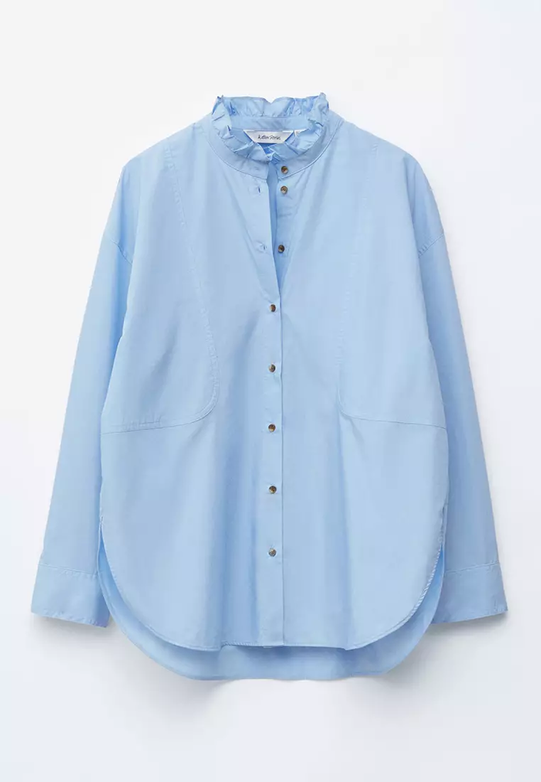 Long Stand-Collar Cotton Shirt