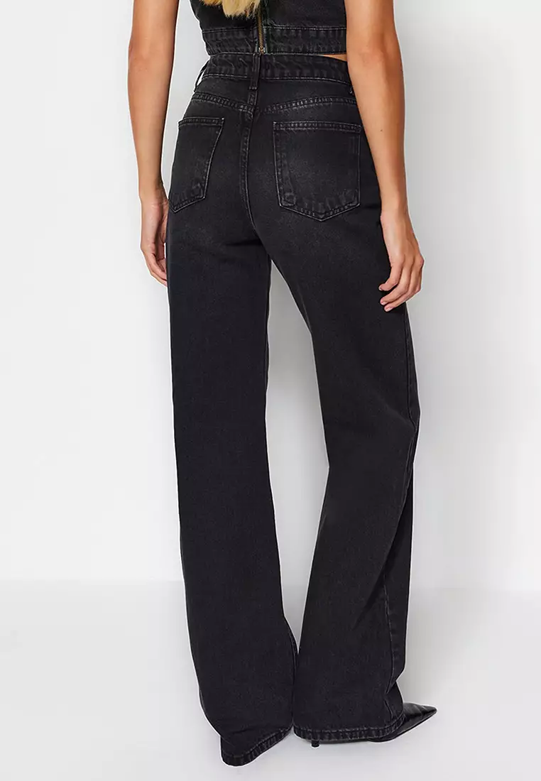 Waist Detail High Waist 90's Wide Leg Jeans