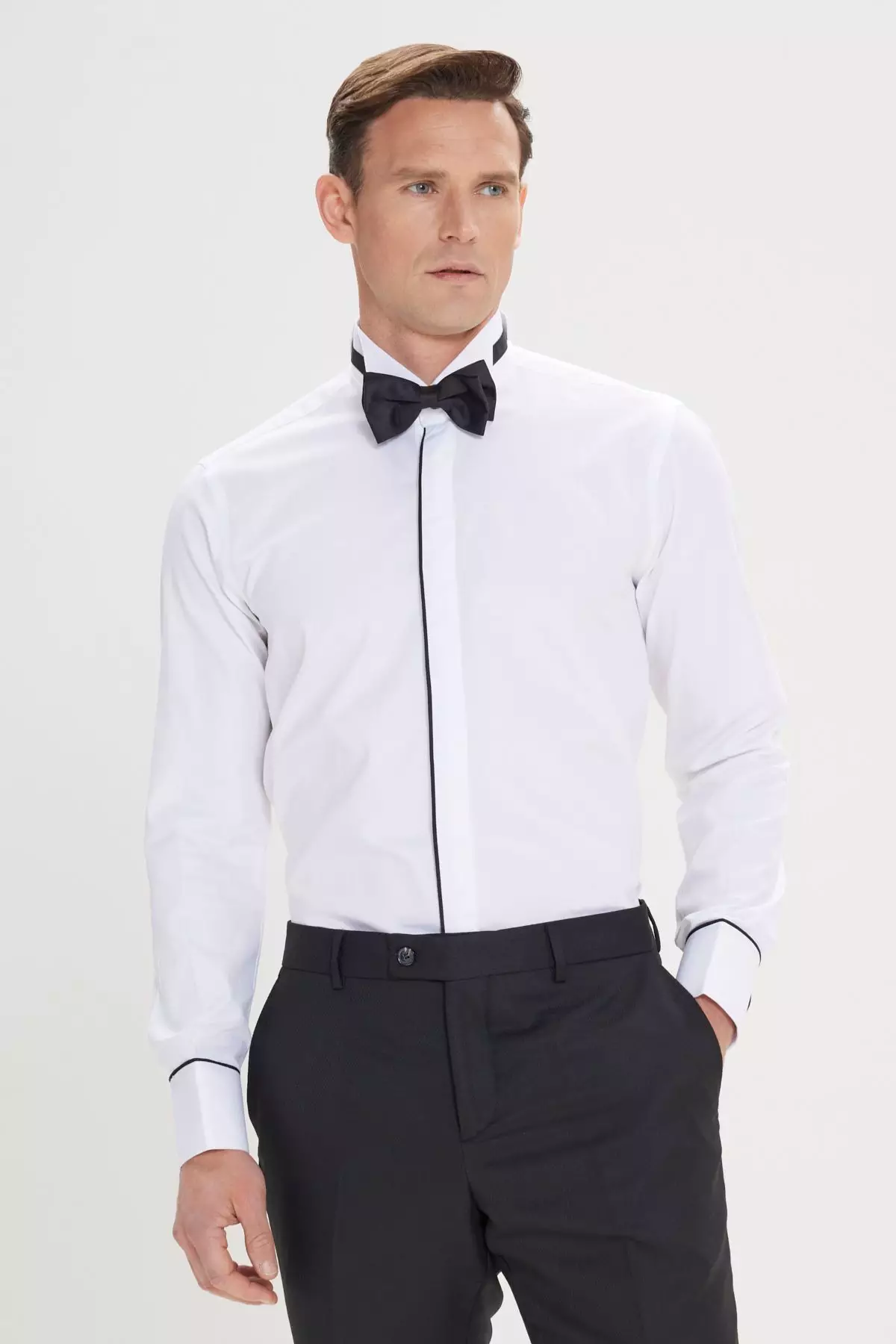 Anti-Wrinkle Slim Fit Cotton Ankle Collar Shirt