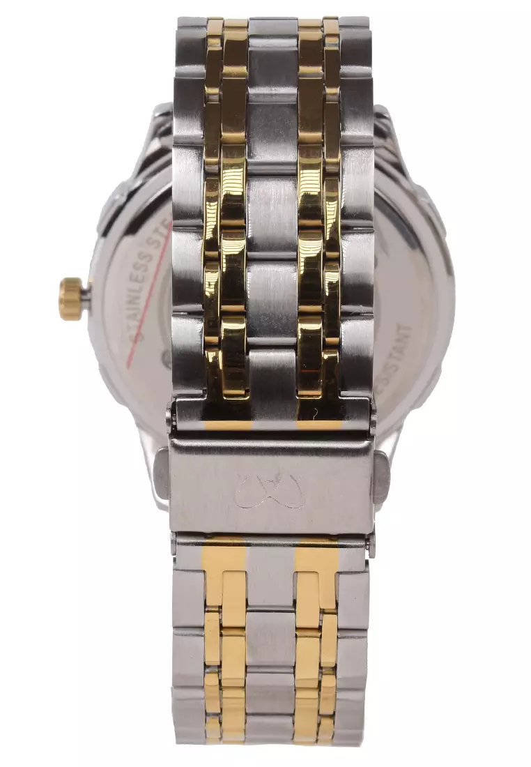 Mirage Jam Tangan Analog Pria - Silver Gold White Dial Stainless Steel - 8604M
