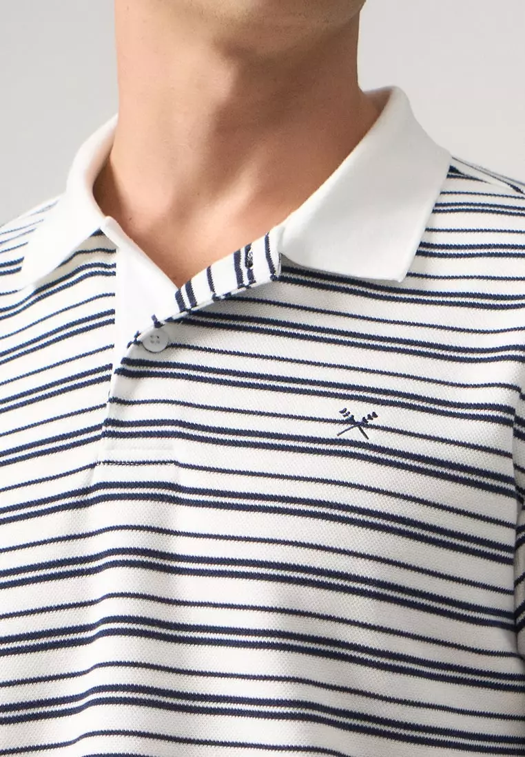Regular Fit Striped Polo Shirt In Honeycomb Pique