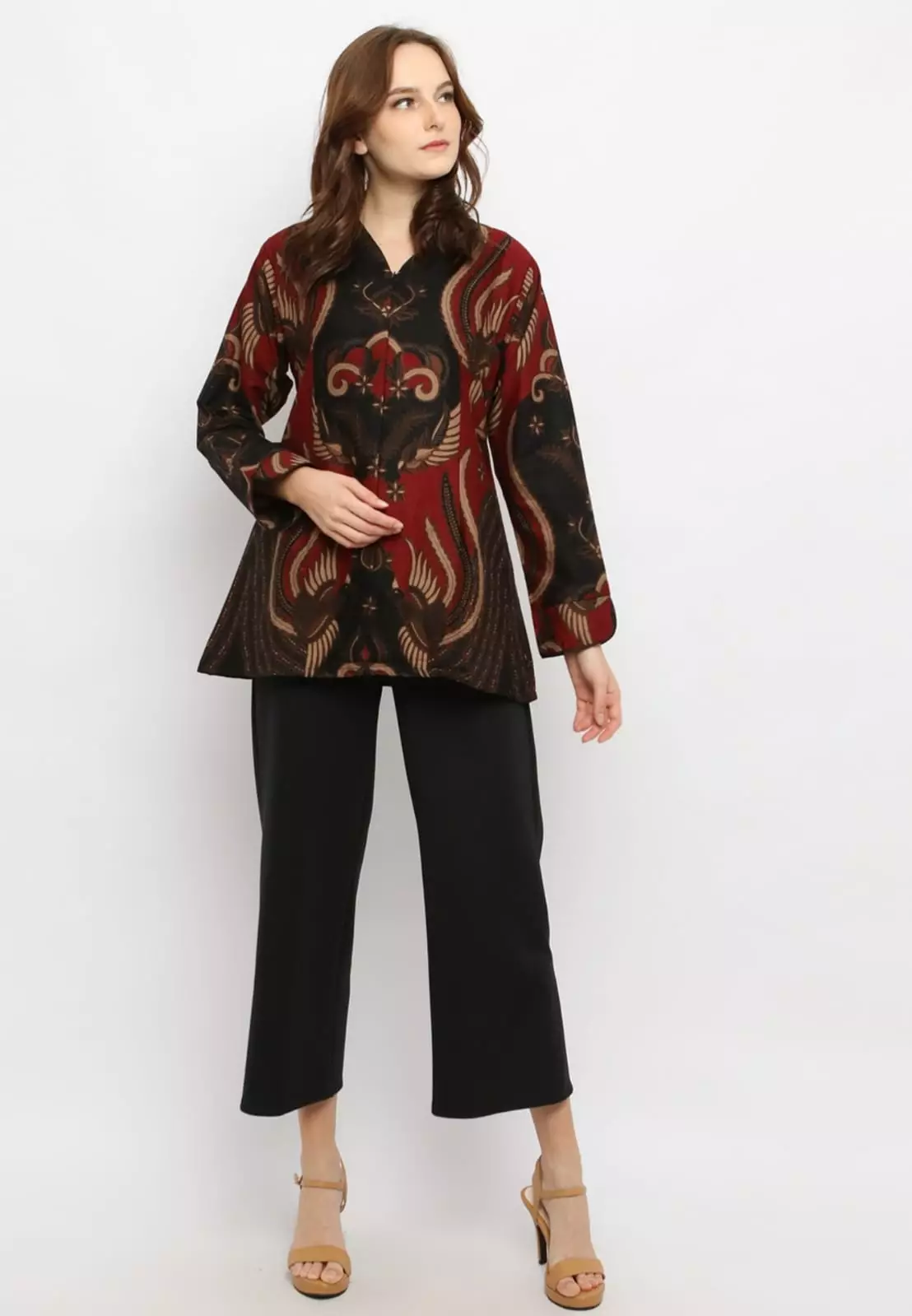 Blouse Batik Halayudha Maron Premium Slimfit Elegant