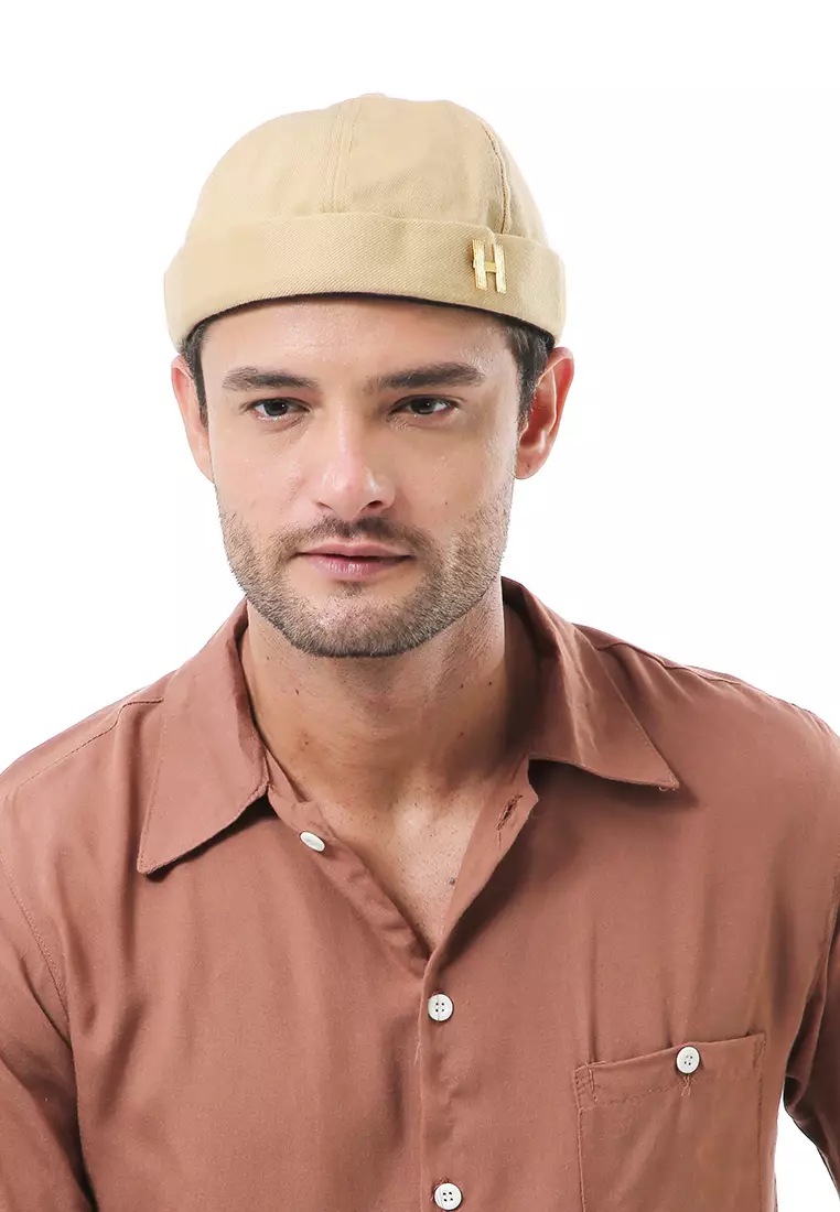 Kai Topi Peci Miki Hat Polos Pria Wanita Uniqe Design Material Cotton ORIGINAL - Cream