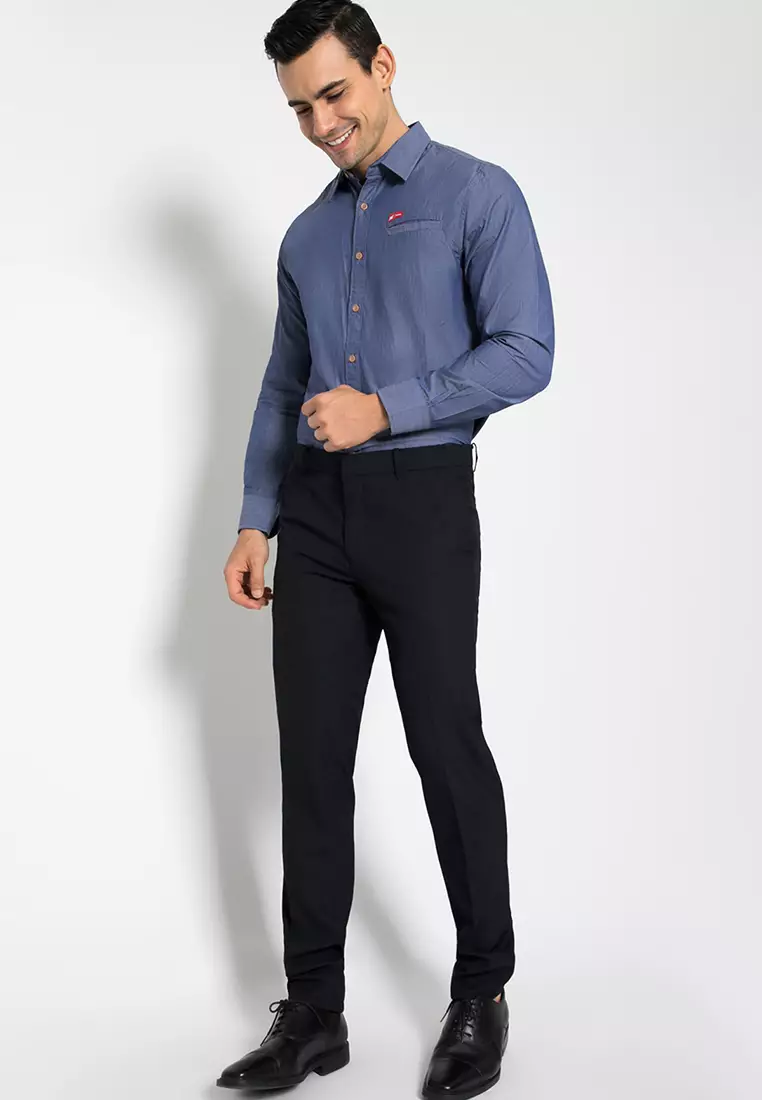 Johnwin - Kemeja Casual - Polos - Biru - ASH.670.G871.577.C