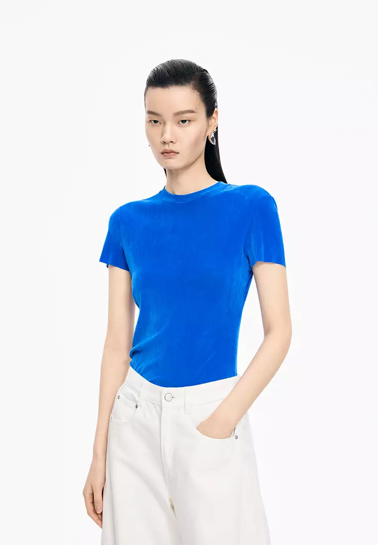 人丝网纱修身短袖T恤