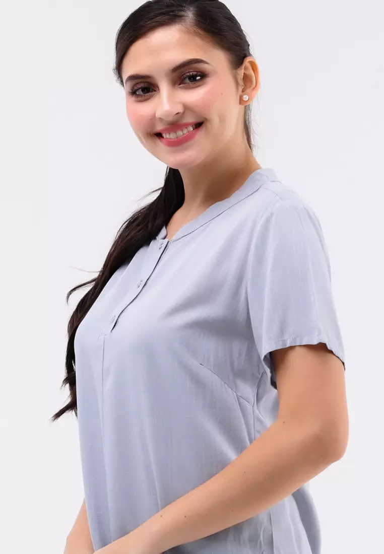 Short Sleeves Chinese Collar Blouse