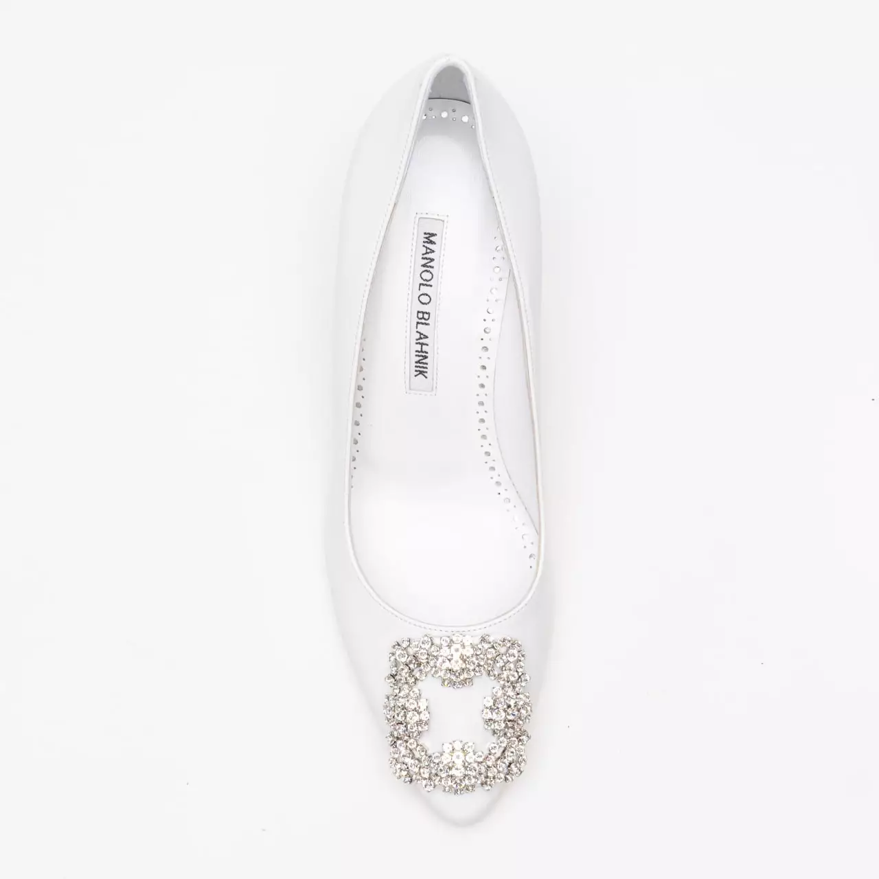 Hangisi 70 Calf Leather Pumps with CLC Crystal Buckle White