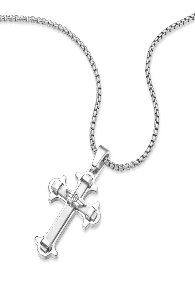 Police Spirit Silver Stainless Steel Necklace For Men PPEAGN0036401