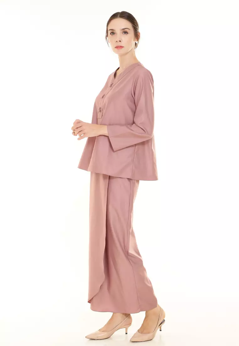 Kiera Kurung Kedah Modern in Dusty Pink