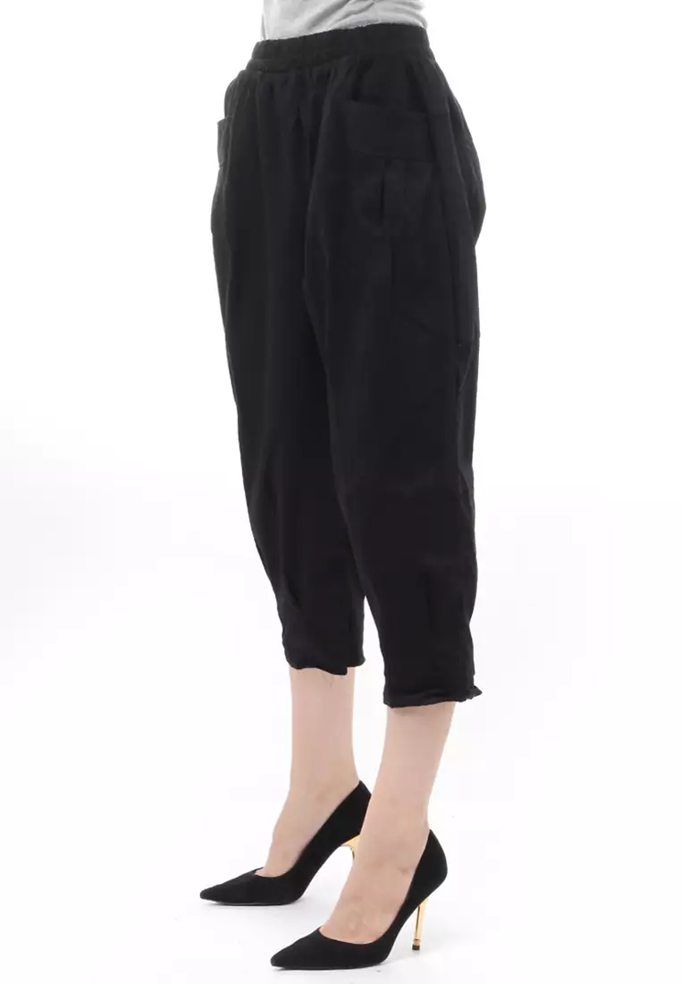 Radcliff Celana Panjang Ruberry Waist Bawahan Wanita Model Jogger Casual - Black