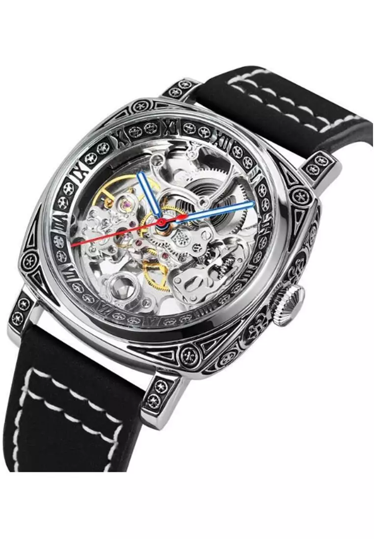 Jam Tangan Mechanical Pria Automatic Waterproof Strap Tali Material Leather Kulit IR10 ORIGINAL