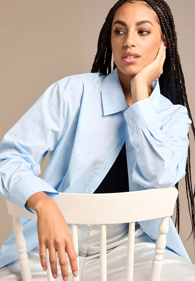 Sparkle Pale Blue Poppy Woven Shirt