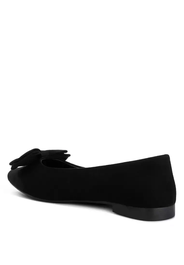 Black Micro Suede Bow Ballerinas