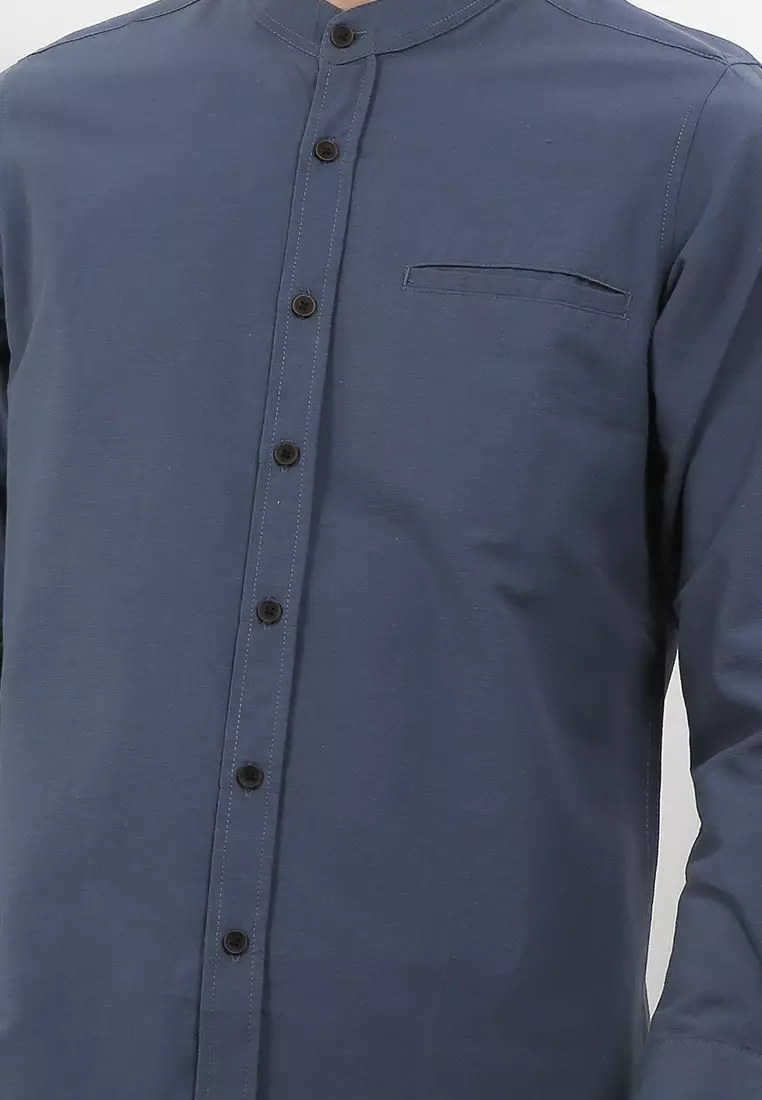 Kemeja Pria Polos Katun Sigaret Lengan Panjang GREY Exclusive Premium