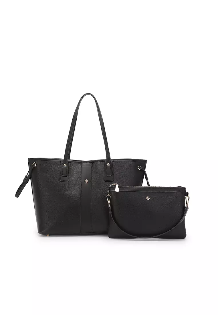 2-in-1 Tote Bag & Top Handle Bag - Black