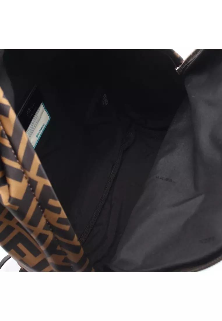 Fendi Backpack Zucca Black Brown Yellow Nylon Leather Buy Fendi Pre-Loved Fendi Zucca Backpack rucksack Nylon  main image 2