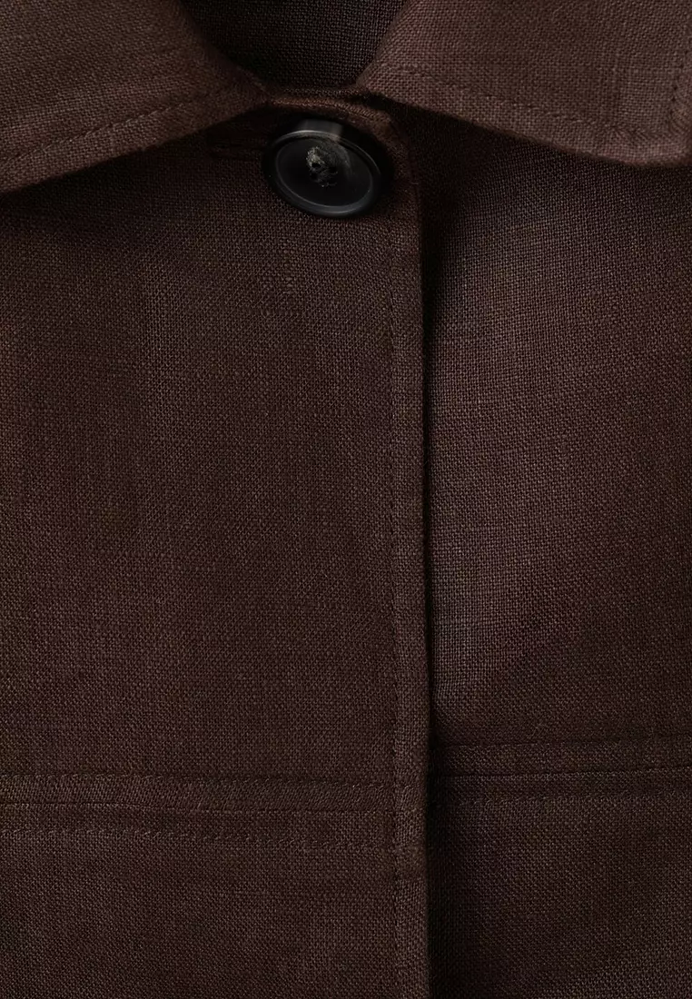 連腰帶亞麻外套