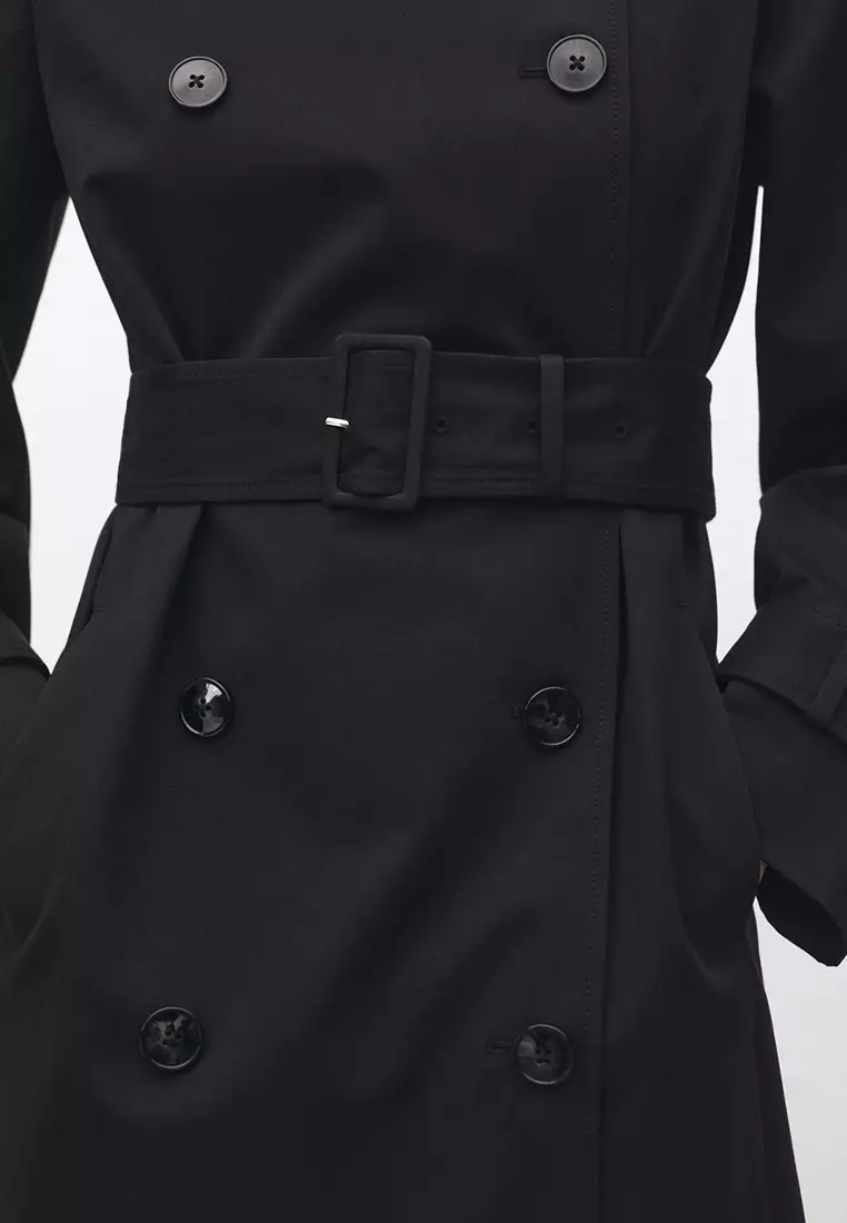 Double-Button Cotton Trench Coat