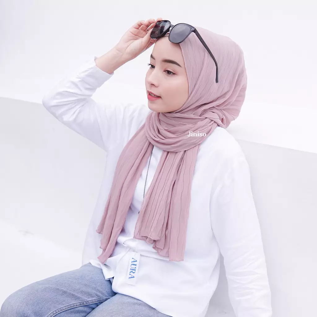 AURA Active Hijab Pashmina Full Plisket Wave