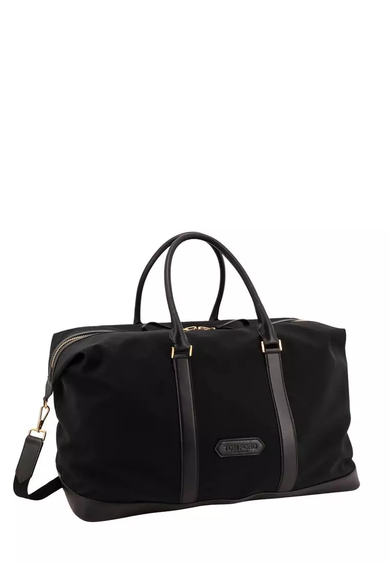 Tom Ford Recycled nylon duffle bag with frontal logo patch