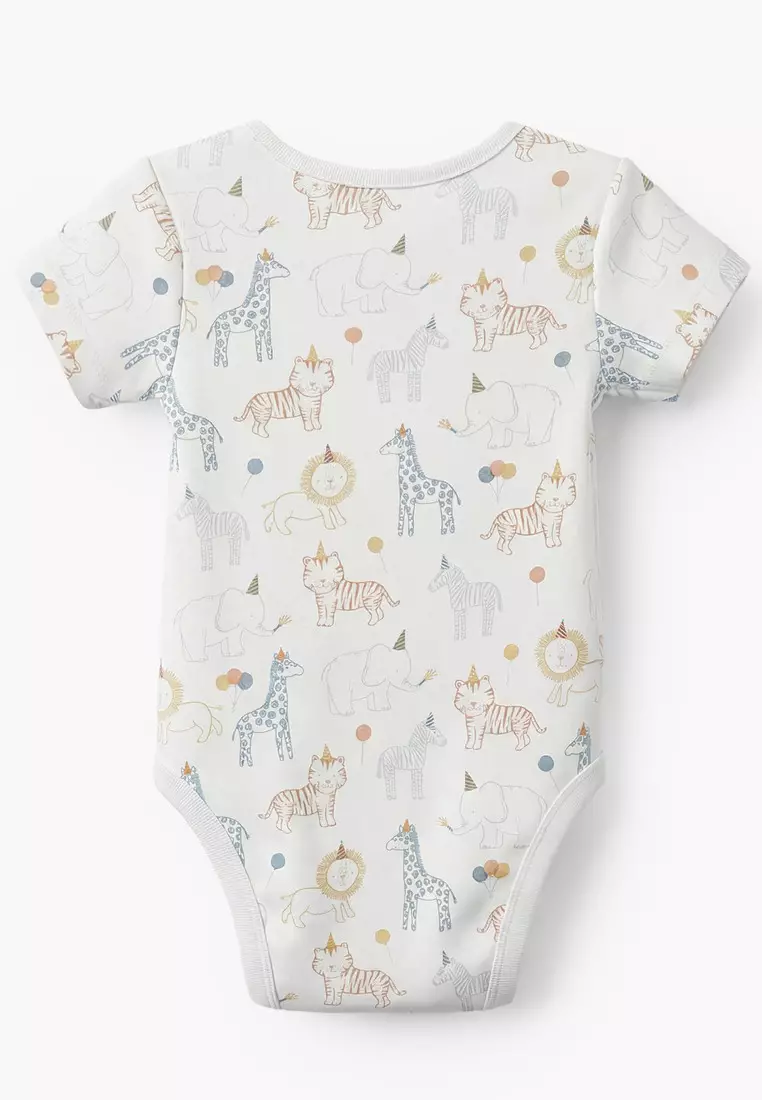 Babyshop Juniors Cotton Round Neck Short Sleeves Bodysuit With Safari Print