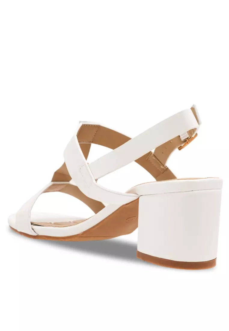 Women Sling Back Faux Leather Strap Casual Heels - 240290162