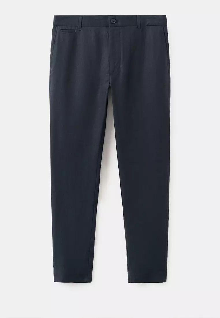 Slim-Fit 100% Linen Trousers