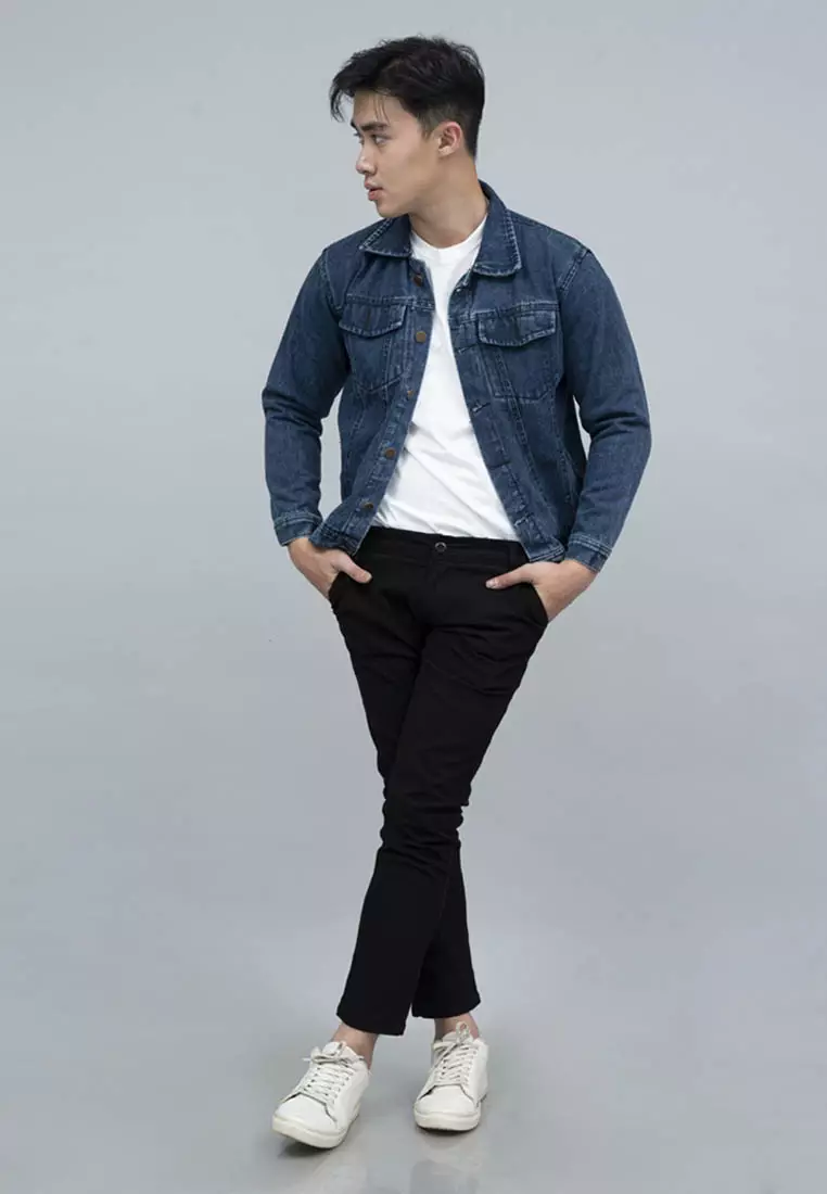 Houseofcuff Jaket Denim /Jeans Tebal Unisex Pria Denim Biru