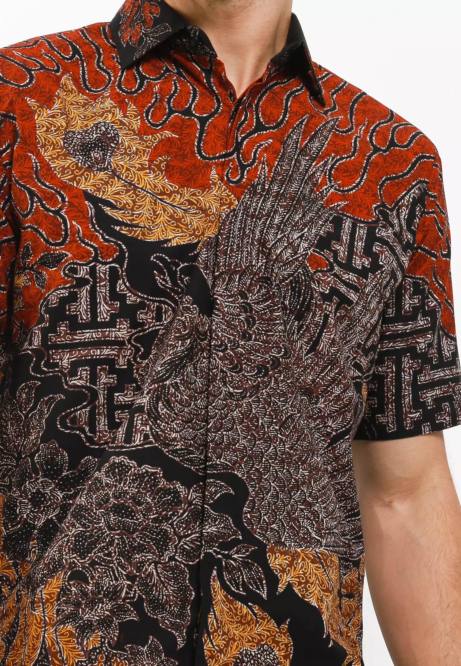 Hem Grizelle Slimfit Pria Lengan Pendek Modern Premium Laki Laki-Black orange