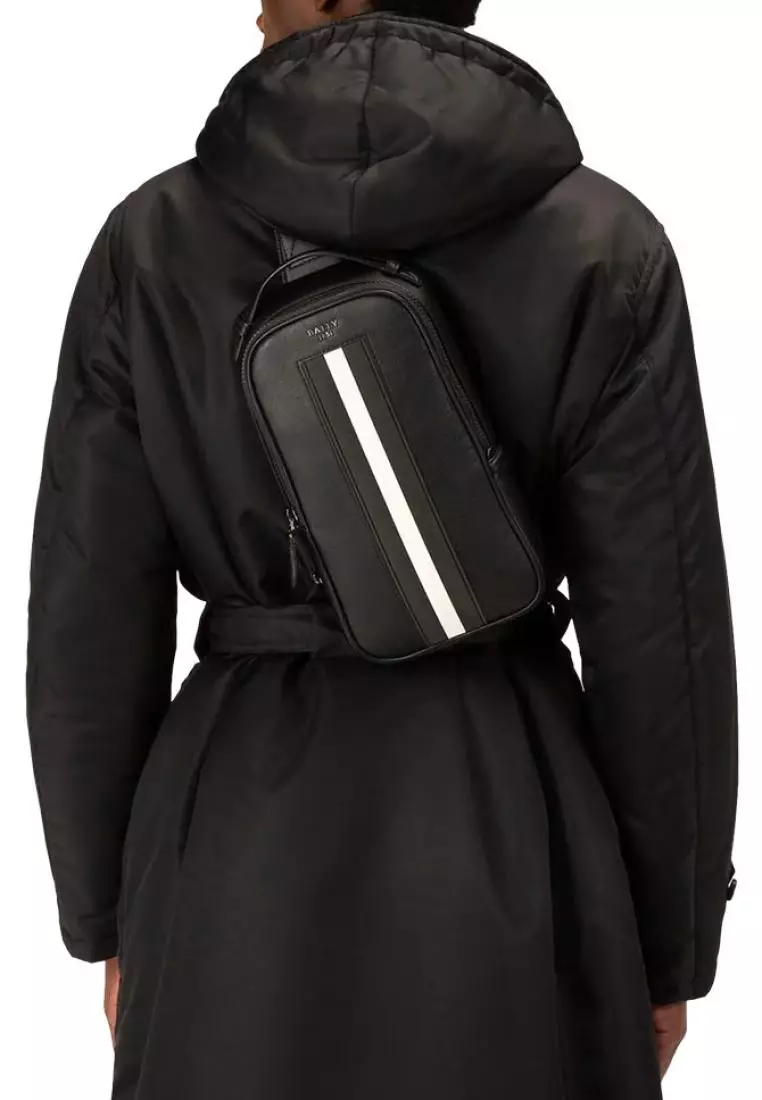 Bally Malikho Recycled Leather Sling Bag Black