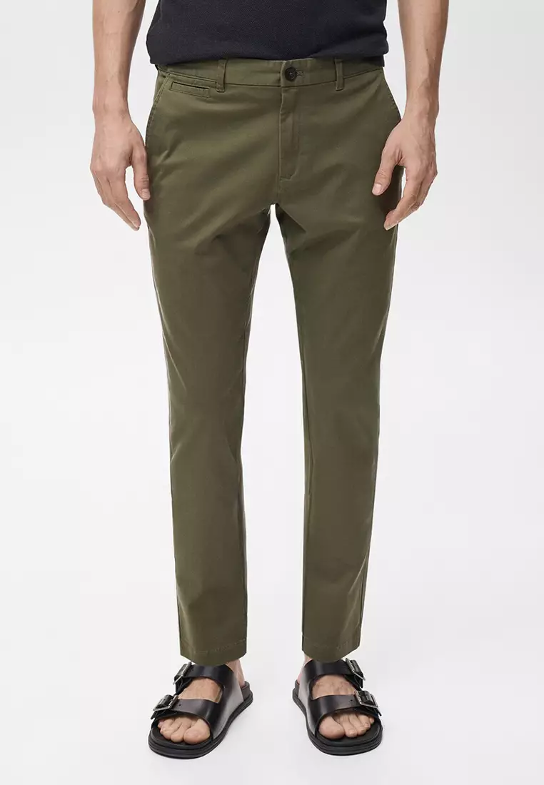 Buy MANGO Man Prato Cropped Tapered Chino Trousers 2025 Online