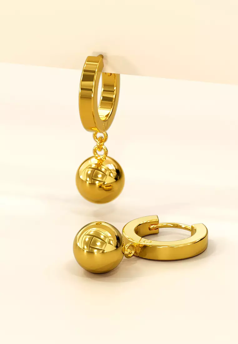 Brilliant Ball Huggies Earrings/Gold