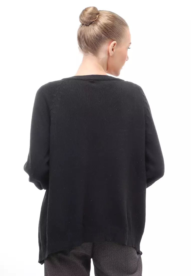 Cardigan Fashion Wanita Loose Fit Design Kasual Premium Quality - Hitam