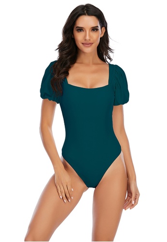 LYCKA green LKL7066-European Style Lady Swimsuit-Green 6A8F5USBA89CB7GS_1