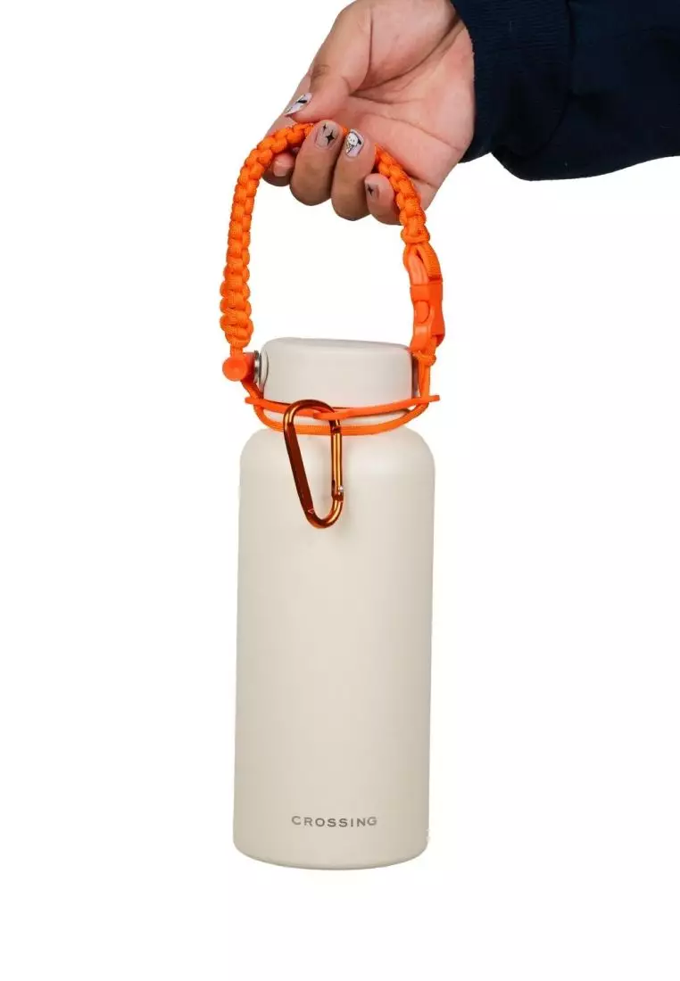 Crossing Paracord Bottle Carrier Strap with Carabiner - Orange