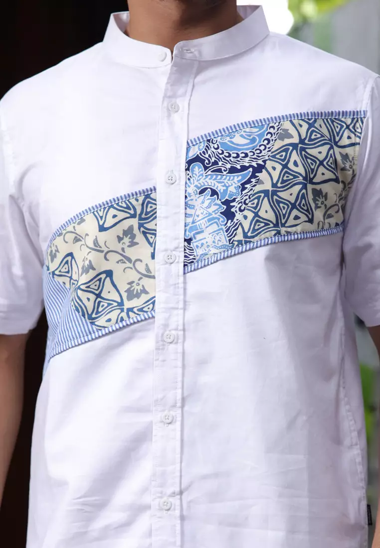 Hadinata Batik Koko Cap Pendek Arman White