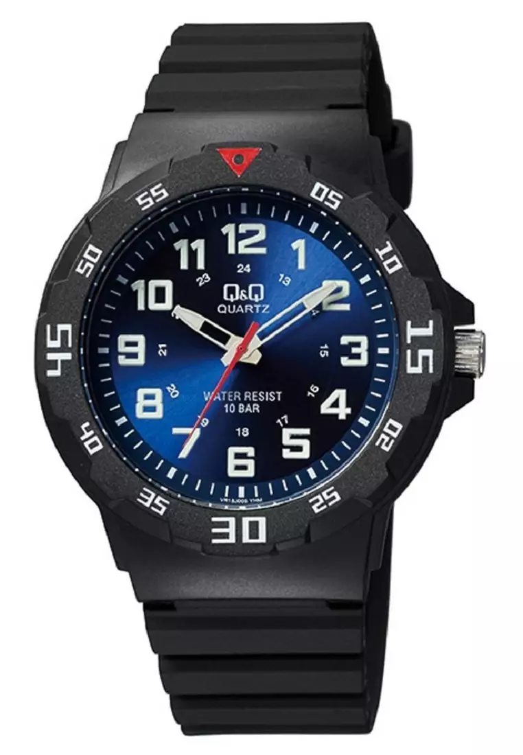 Q&Q QNQ QQ Original Watch Jam Tangan Analog Pria Tali Karet VR18 VR18J Water Resist - VR18J005Y