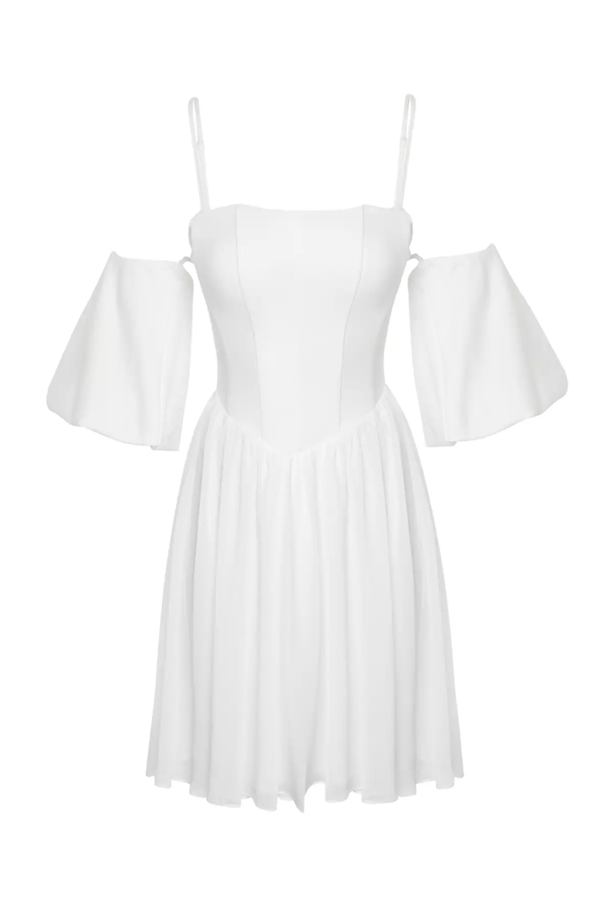 A-Cut Corset Detailed Short Elegant Evening Dress