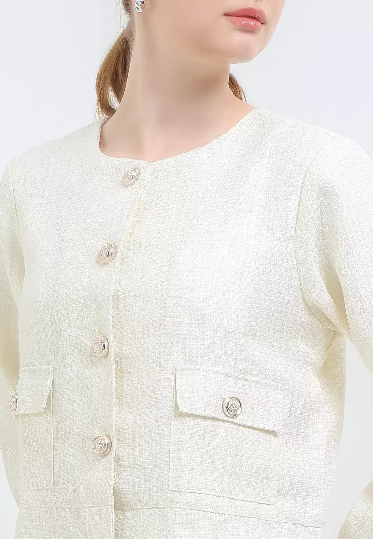 Jacket Tweed Kancing Gold - Antha Suits