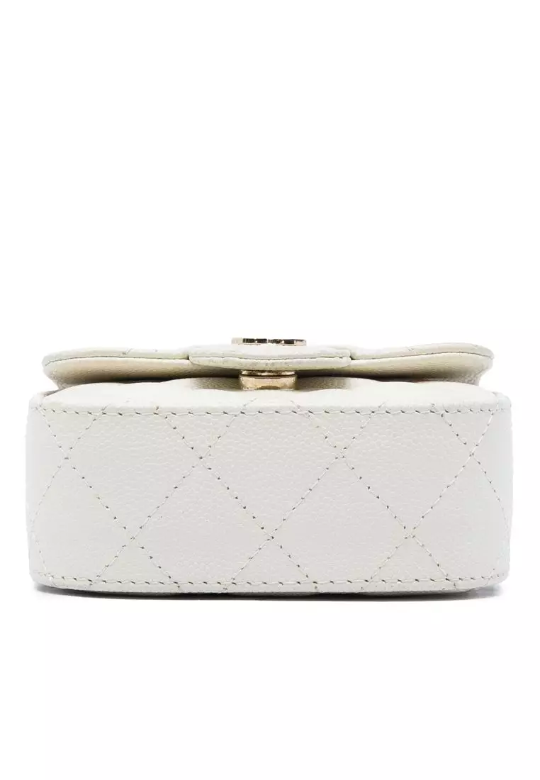 Pre-Loved Chanel Mini Quilted Caviar Clutch With Chain