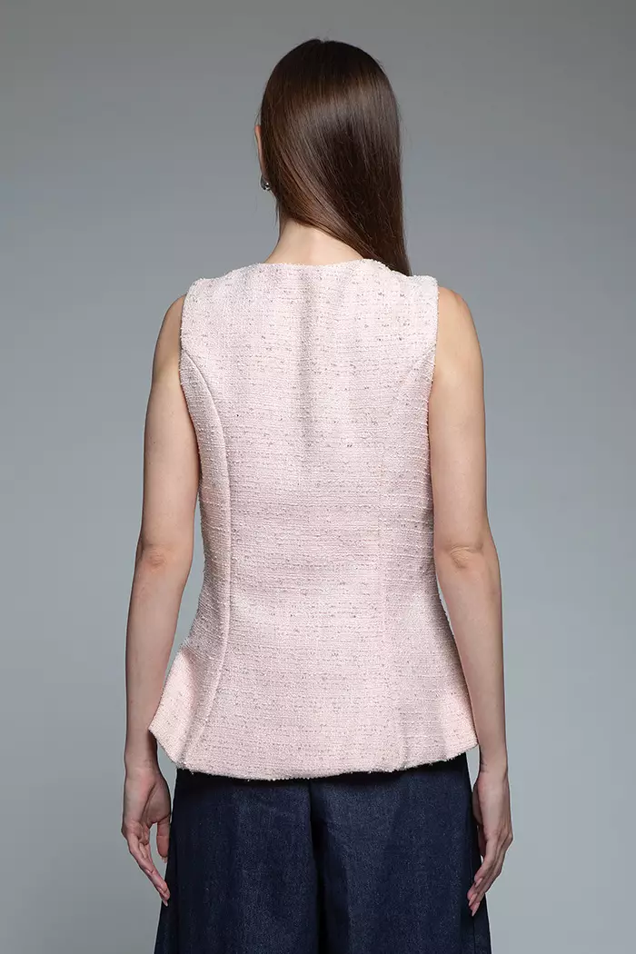 COTTONINK Studio - Atasan Blouse Wanita Pink Tweed Bell #HolidayCollection2025