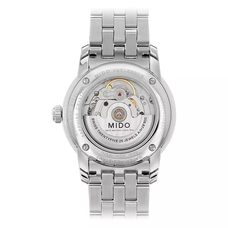 Jam Tangan Pria Mido Baroncelli M8600.4.26.1 Men Automatic White Dial Stainless Steel Strap
