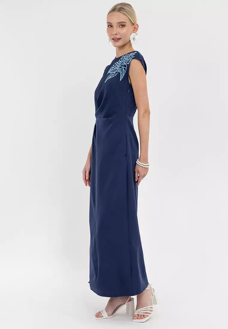 DAZIRA Filipiniana Embroidered Bougainvillea Maxi Dress
