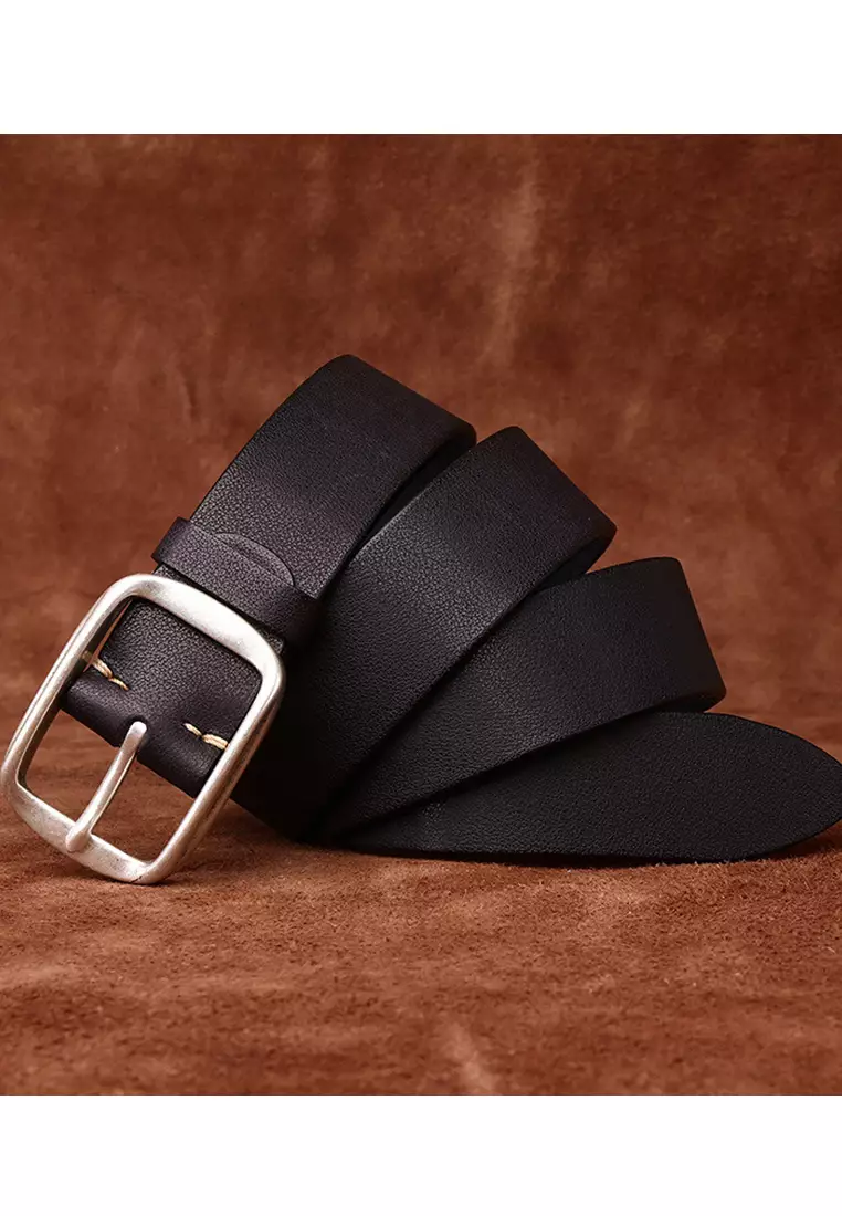 Vintage Steel Needle Buckle Grain Leather Belt CP615