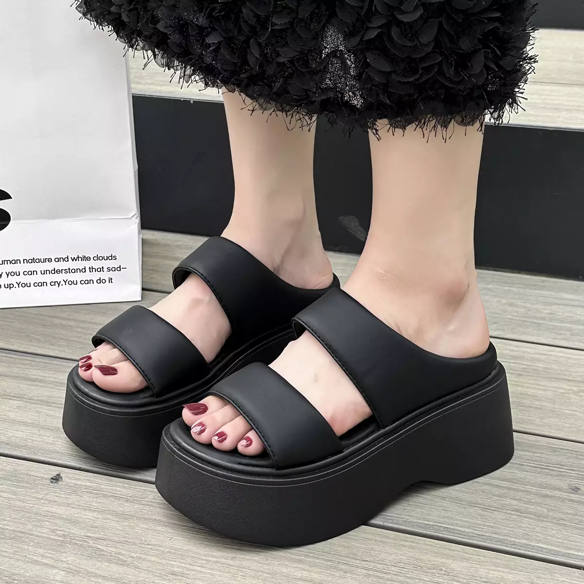 Sandal Wanita Wedges Model Tinggi Sandal Cewek Kekinian WL2475